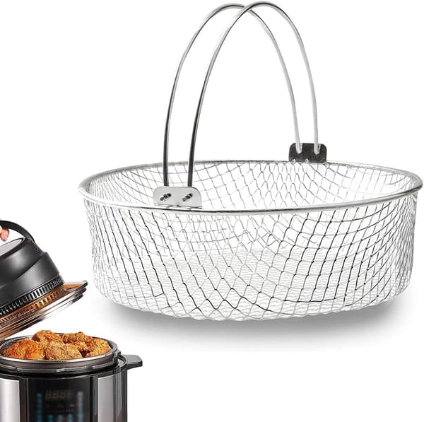 21CM Luftfritösnätkorg 304 Rostfritt Stål Ångkorg för
