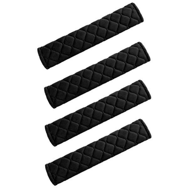 Stilrena Säkerhetsbälteskuddar, Kristall Sammetsskydd för Nacke och Axel, Multifunktionella för Fordon och Bagage, 4-pack (Svart)