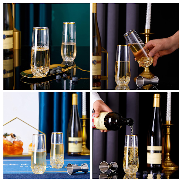 [通拓商品] 24 st Plast Champagneglas 270 ml Klar Plastglas Engångs Bröllopsfest Cocktailglas Dryckesartiklar för Födelsedag Jul