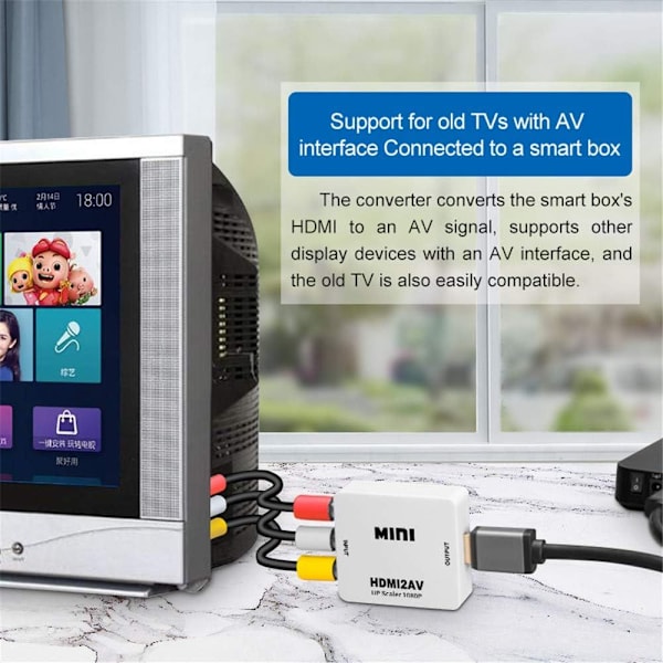 Kompakt HDMI till RCA-adapter, högkvalitativt chip säkerställer överlägsen signalomvandling, perfekt för att ansluta moderna enheter till äldre skärmar,