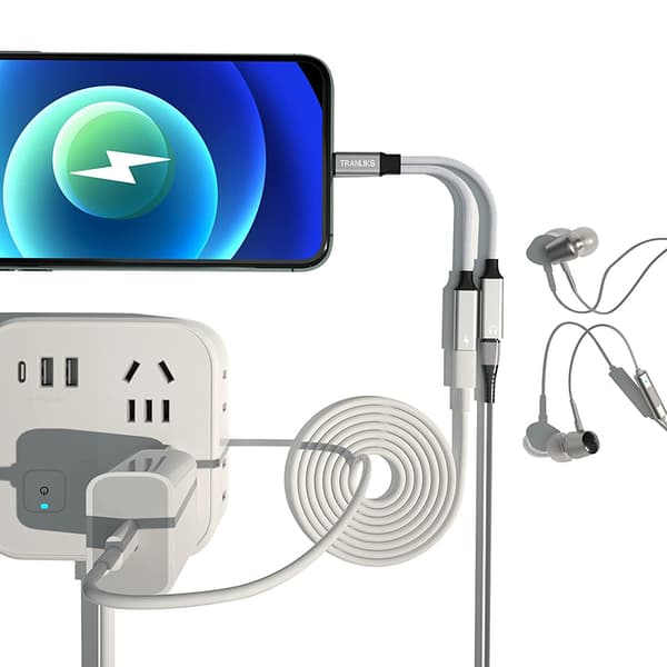 USB C-adapter hörlurar och laddning, USB C-splitter 2 USB C, 2 i 1