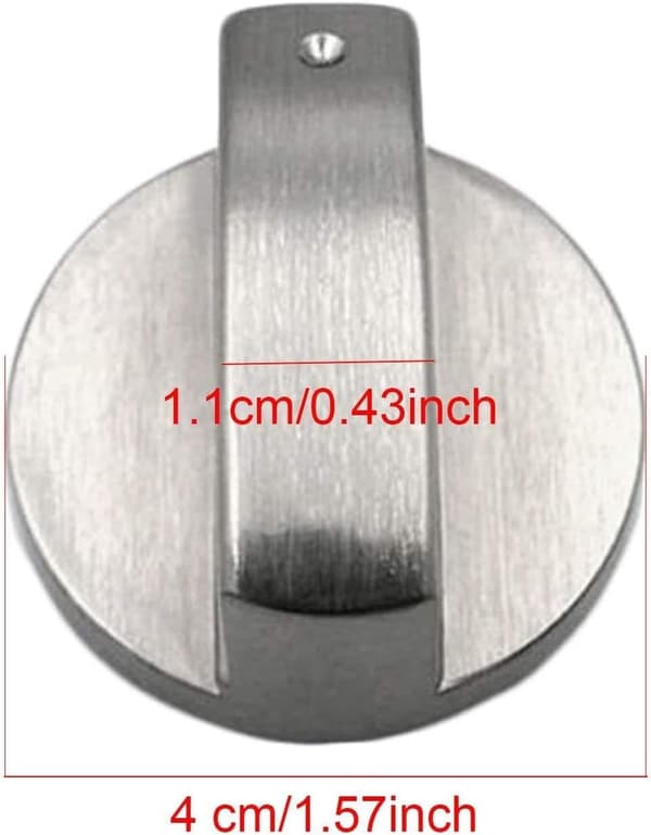 Fästhålsdiameter 8 mm Set med 4 silverfärgade metallvred för gasspis