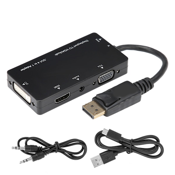 HDMI-adapter, DisplayPort till HDMI VGA DVI-omvandlare, lätt och bärbar med optimal signalöverföring