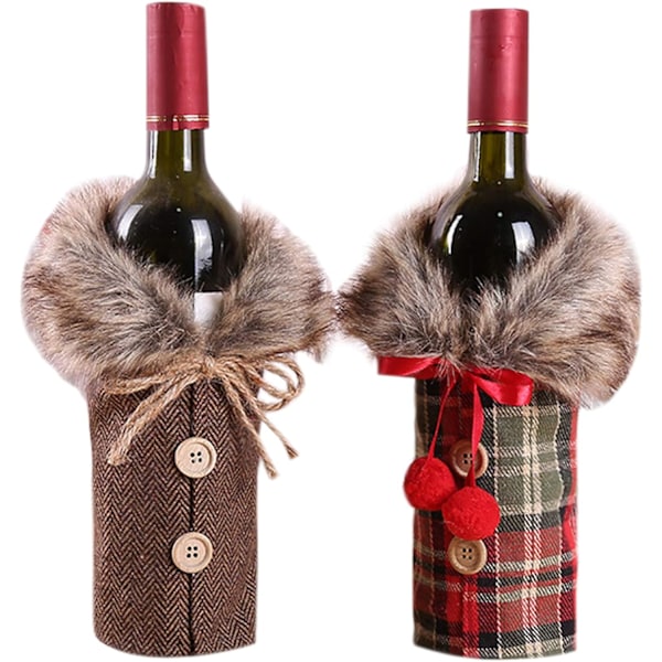 Vinsäck i jute med knappdesign, Premiummaterial Julvinsflaskfodral för festlig touch på unikt julfirande
