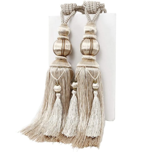 Handmade Curtain Clip Tie Set Hook, Beige