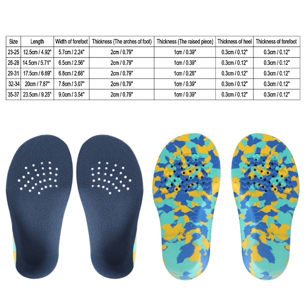 Barnas pustende og komfortable sko med hvelvstøtte, skoinnleggspute (29-31)