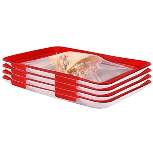 Pack Of 4 Plastic Food Preservation Trays,Keep Food Fresh