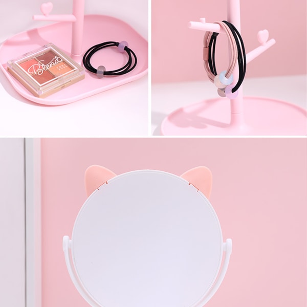 Cat Ear Rund Spejl Hd Desktop Roterende Makeup Spejl