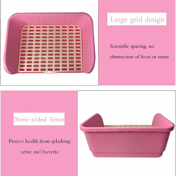 Furry Retreat X-Large Kanintoalett, Robust Material &amp; Value Pack Husdjurstoalett För Vuxna Små Djur, Hörntoalett, Rosa (44cm x 34cm x