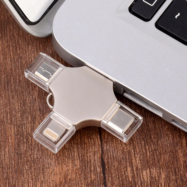 Höghastighets Multi-interface Minnessticka, 32GB 4-i-1 USB-minne Erbjuder Snabb Dataöverföring Och Metallhölje Skyddande Lock För Att Skydda Din