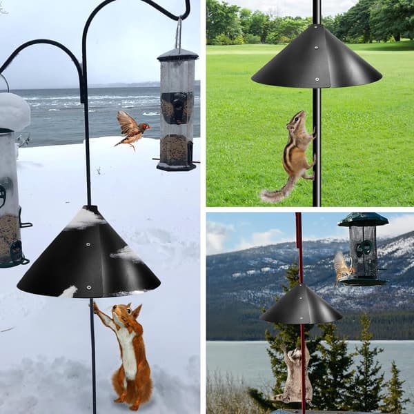 Egernsikker skærm til fuglefoderstang, bred diameter design 19 tommer egernbeskyttelse med roterbar wobble-funktion, rustfri egern