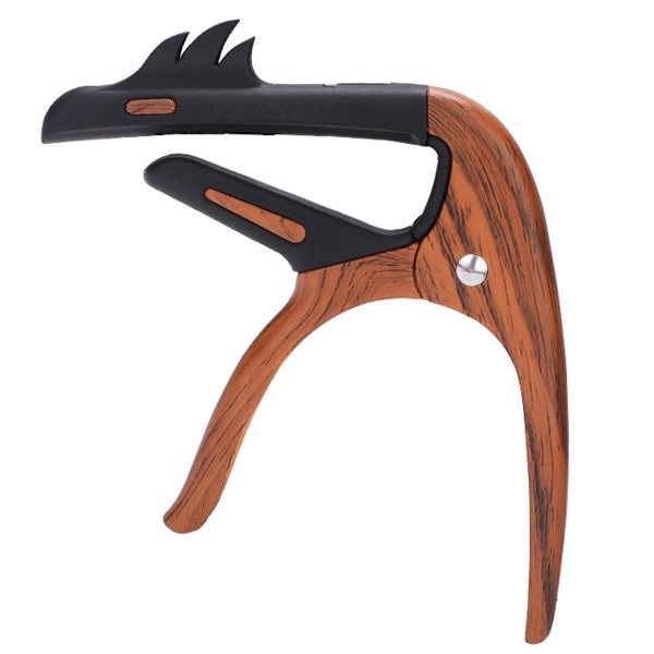 Flamingo-inspirerat gitarrkapo, premium hållbar zinkmetall som kombinerar ett kapo med en 360° klämmande plektrumhållare för akustiska och elektriska gitarrer, Klar