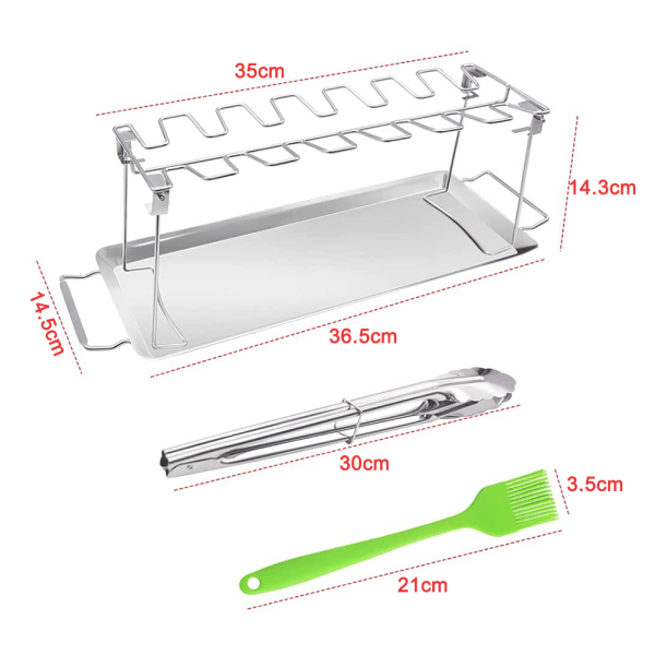 Kyllinglår Vinger Grillstativ, Rustfritt Stål 14 Spor Steking
