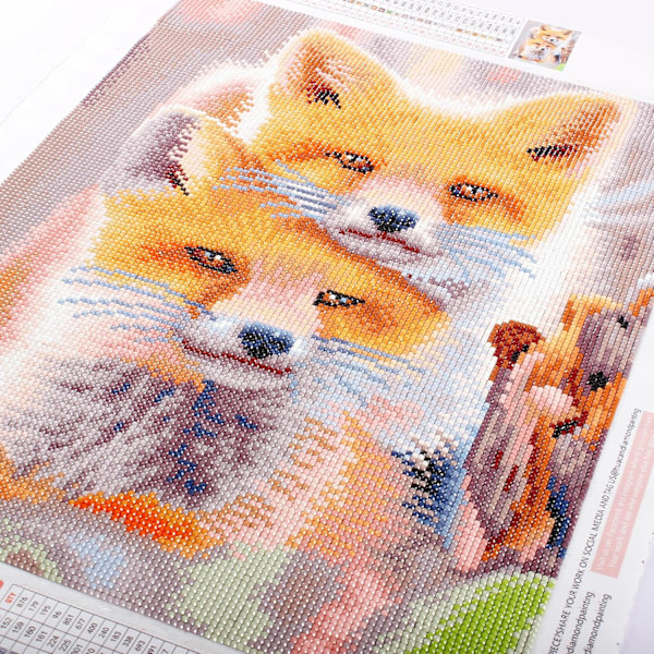 30 x 40 cm DIY 5D Diamantmaleri Ræv A
