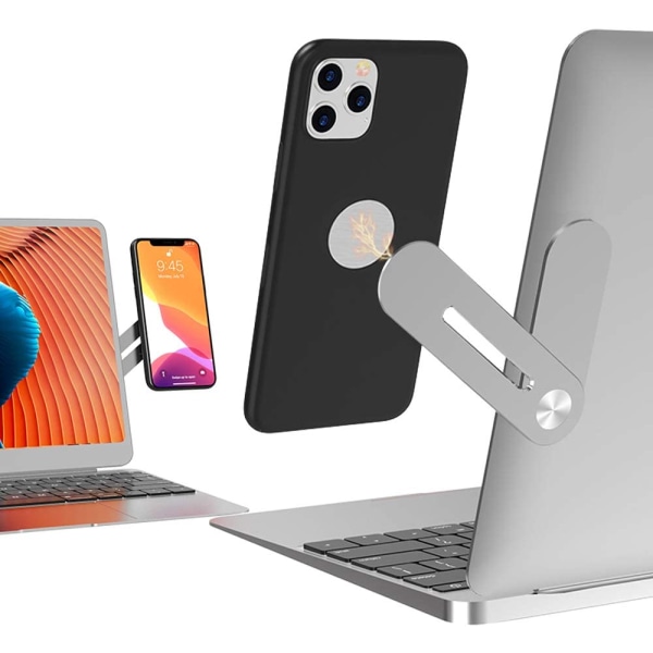 Laptop Phone Holder, Adjustable Laptop Side Mount Clip,silver