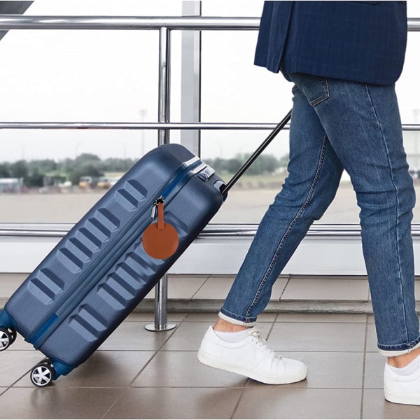 2 st runda bagagetaggar i läder, hållbar resväska ID-tagg