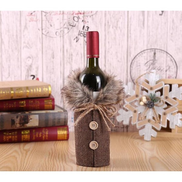 Vinsäck i jute med knappdesign, Premiummaterial Julvinsflaskfodral för festlig touch på unikt julfirande