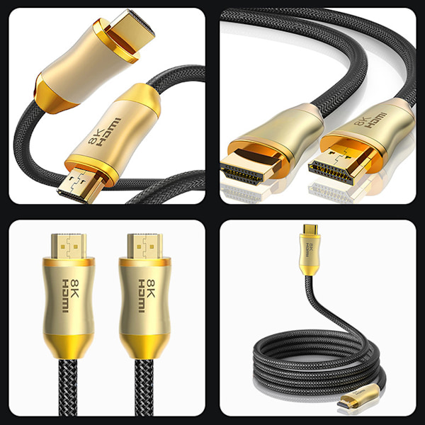 HDMI 2.1-kabel för den ultimata spelupplevelsen, 8K60Hz, trippelskärmad, anti-böjningsdesign, anslut med förtroende till dina favoritenheter