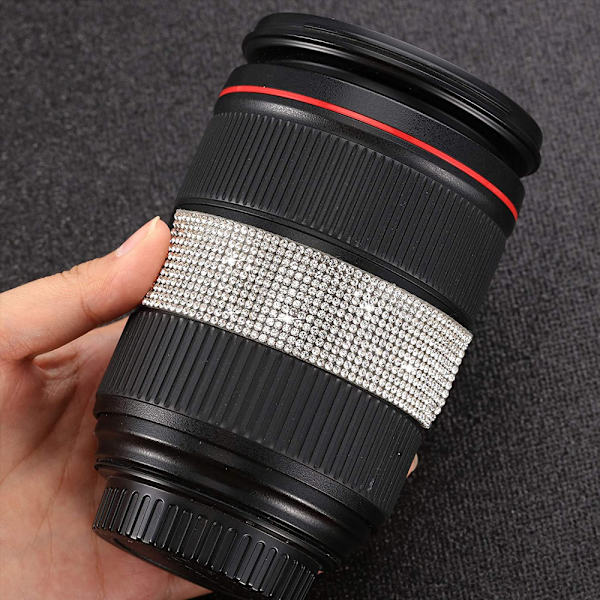 Selvklæbende Rhinestone Strips Diamant Sticker Wrap, Sølv