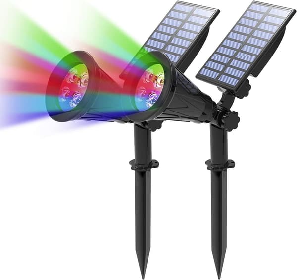 Solar LED flomlys, 2 i 1 4 LED solcellelys, IP65 vanntett O