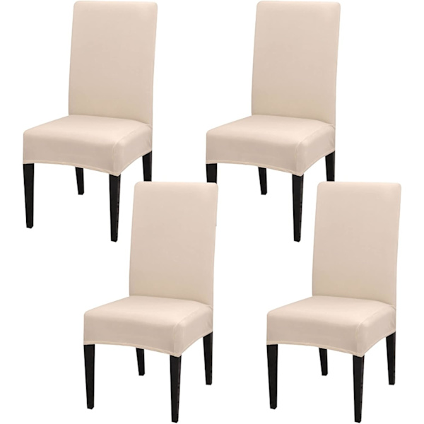 Stretch Stolsöverdrag Set om 4, (Vit) Universal Matstol Pro