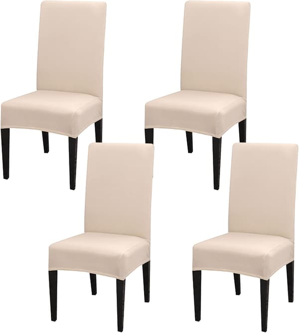 Stretchy Stoltrekk Sett med 4, (Hvit) Universal Spisestol Pro