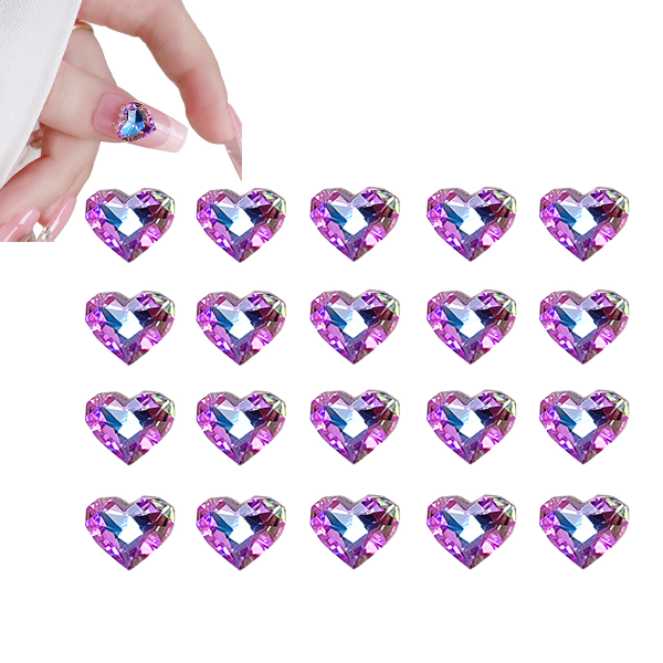 20 kpl Nail Art strassikivitimantteja 8,5*10mm sydämen muotoinen kiiltävä
