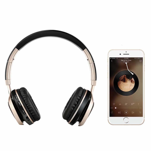 Bluetooth hovedtelefoner, sammenfoldelig stereo trådløs Bluetooth, guld