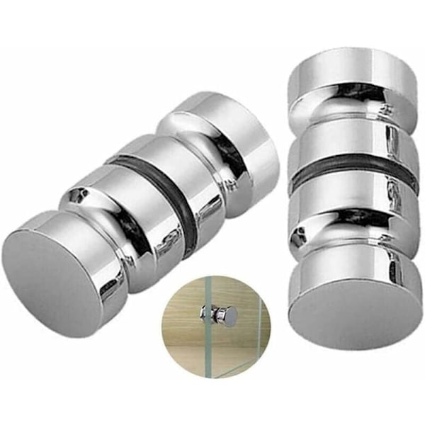 2 Pack Shower Door Handles Bath Shower Door Handle 30mm Polished Chrome Replacement Door Handles Durable Stainless Steel Round Glass Door Handle