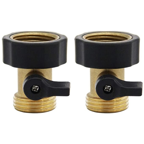 2-Pack Heavy Duty Brass Shutoff Valve Garden Hose Connectors