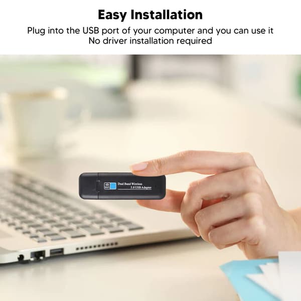 Trådløst netværkskort, højhastigheds USB WiFi-adapter med MU MIMO-teknologi og Bluetooth 5.0-understøttelse, stabil forbindelse til stationær computer