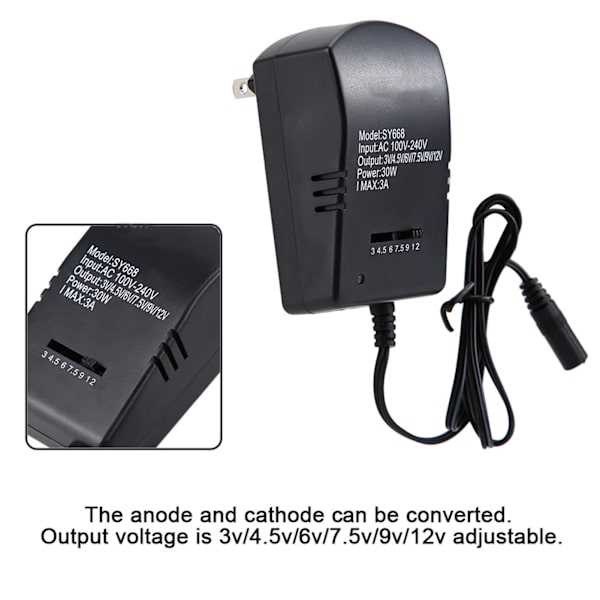 Mångsidig Universell AC-adapter, Strömförsörjningsladdare Med Justerbar Utgångsspänning För Hushållselektronik Och Mer (3V, 4.5V, 6V, 7.5V, 9V, 12V)