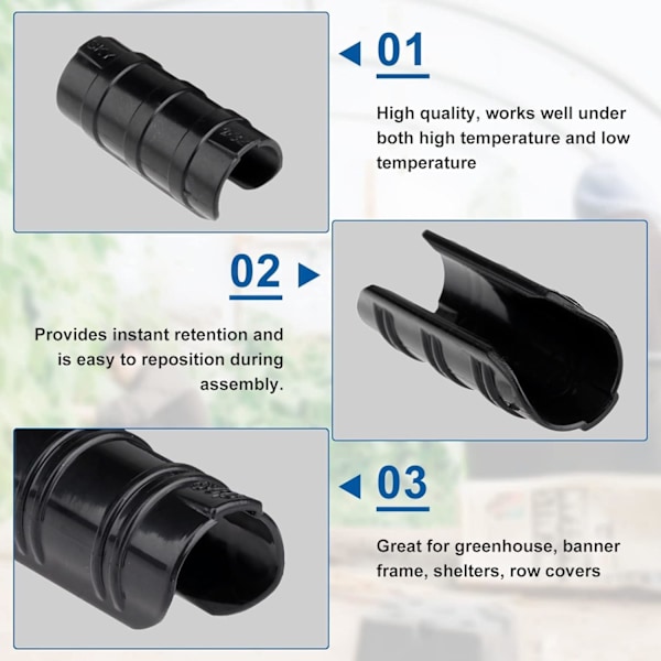 20 stk. Drivhusklemmer, Rørklemmer til Fastgørelse af Dæksler til Have Drivhuse, Havebygninger Rørklemme til Fastgørelse af Dæksler til Have Drivhuse