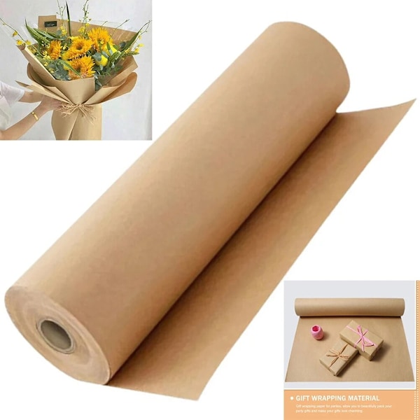 1 Rulle 30cm x 1/2/3m Kraftpapper Rulle för Presentinslagning Flyttpackning Brunpapper Rulle för Målning 30cmx1m