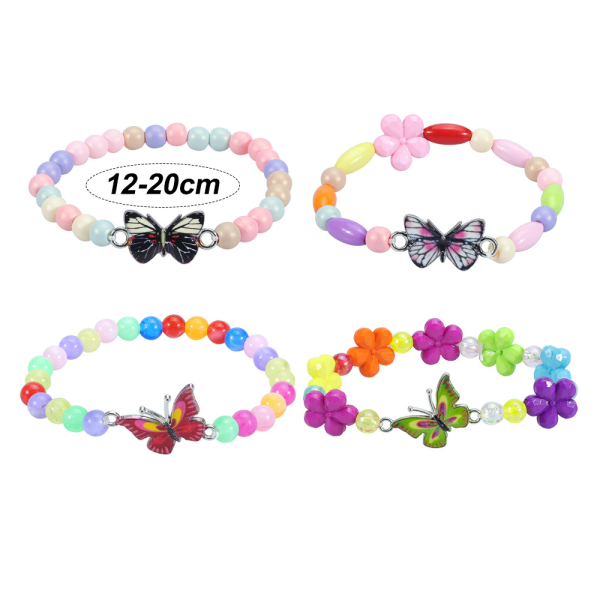 4 Rainbow Stretch Bead Armband för flickor
