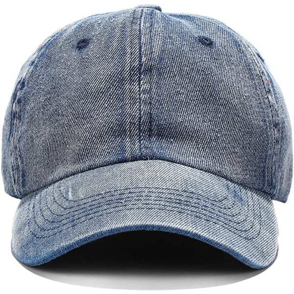 Vasket Baseball Cap Distressed Denim Bomull Dad Hat Justerbar