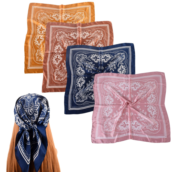 27,5 tommer silke hovedtørklæde til kvinder mænd Vintage Bandanas satin