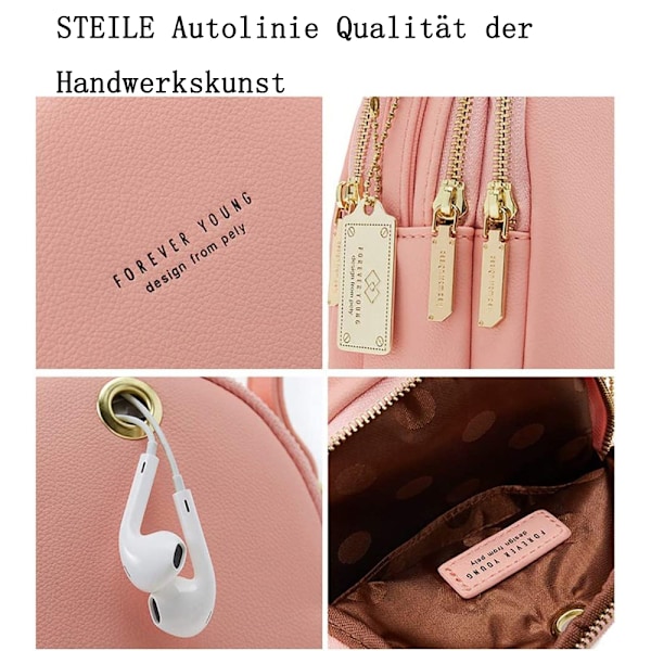 Casual Mini Ryggsäck för Kvinnor, Oberoende Fickor Justerbar Axelväska för Daglig Användning