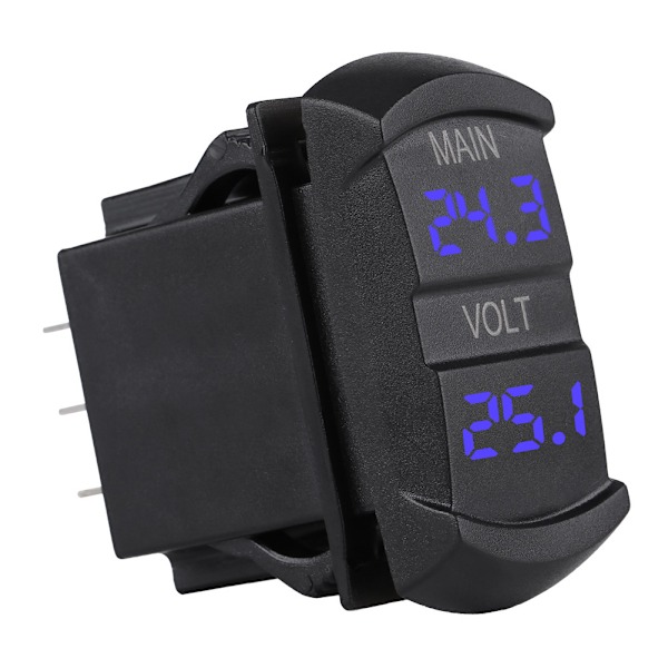 Digital voltmeter i vippströmbrytarstil med dubbel batteripaketövervakning och vattentät yta