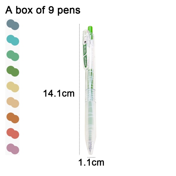 Gelpenne, assorterede farver, 9 tæller, kontor- og skolepenne