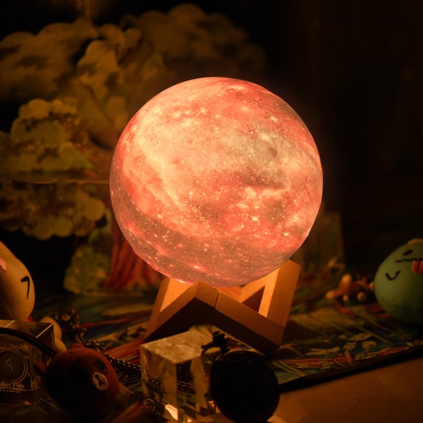 Månljus, 3D- printed Galaxy Light 16 färger Moon Night Light