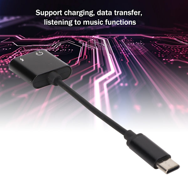 Bärbar USB Typ C till 3,5 mm Ljud Hörlurs Aux Splitter, Designad för Avslappnad och Effektiv Lyssning, Inbyggt DAC-chip Säkerställer Hög Kvalitet