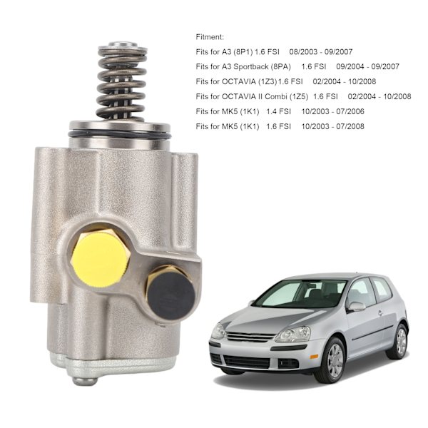 Korrosionsbeständigt bränsletillförselrör, direkt ersättning för högtrycksbränslepump, idealisk för A3 Sportback 6 FSI, OCTAVIA II Combi 6 FSI, MK5 (1K1)
