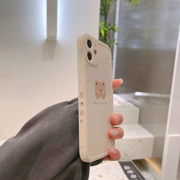 IPhone 11 Case Söpö Maalattu Design Ruskea Karhu - Beige