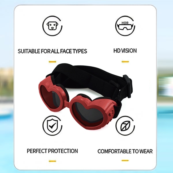 Hundesolbriller Små beskyttelsesbriller Justerbar rem UV-beskyttelse Hund