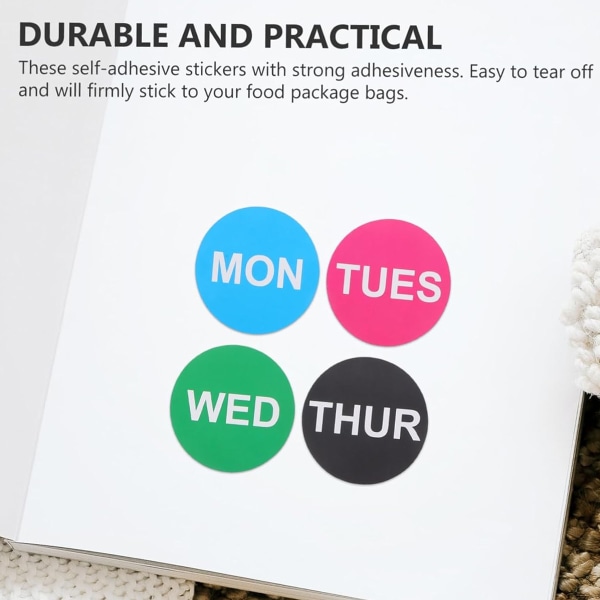 7 dagar i veckan Etiketter Färgkodning Dot Round Självhäftande