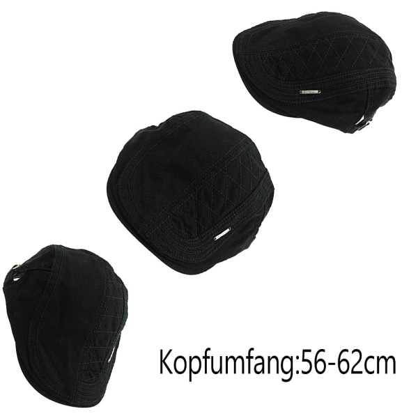 1 kpl Miesten puuvillainen litteä cap - vintage tyyli, baretti, musta