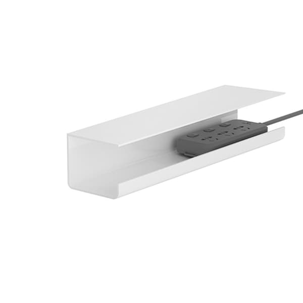 Kabelbakke til montering under skrivebord, kabelorganiseringssystem uden huller med trådslotdesign til computerstrømopladerkabler, PVC-materiale under skrivebord