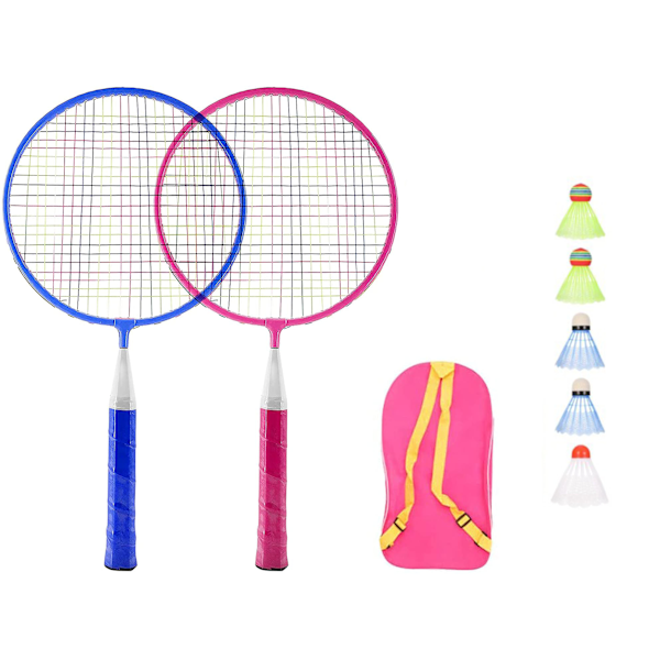 Fira Familjetid: Färgglatt Badmintonset för Barn, Inklusive Robusta Järnracketar, Badmintonbollar och Bärväskor för Minnesvärda Utomhusstunder