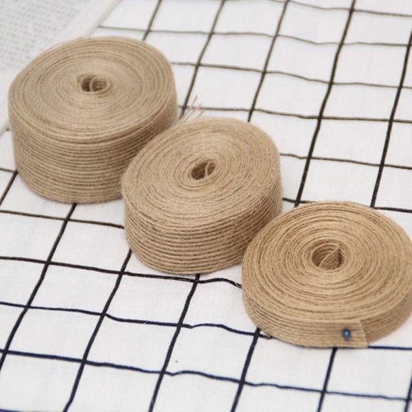 Naturligt säckvävstygband, 3 rullar om 10 meter, trådkant för enkel pyssel, slitstarkt material för långvarig användning i multifunktionell DIY